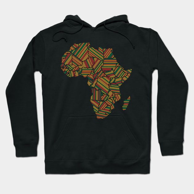 Love Africa African Print Stick Pattern Map Hoodie by BraaiNinja